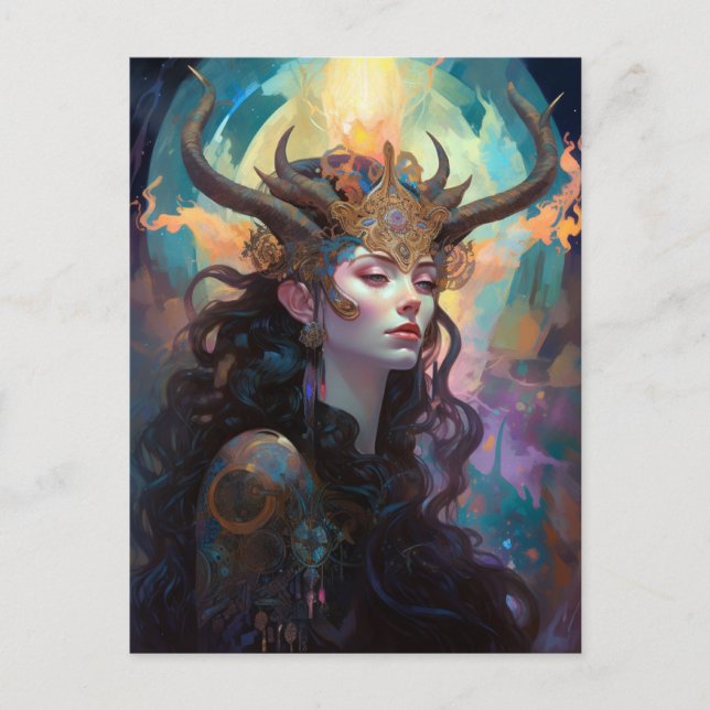 Woman With Horns Fantasy Art Postcard (Front)