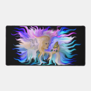 Woman with Horse and Butterfly Desk Mat