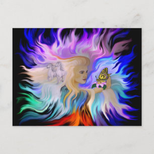 Woman with Horse and Butterfly Postcard