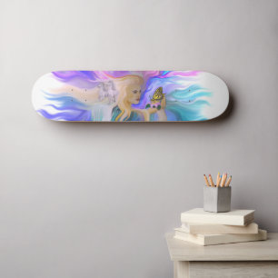 Woman with Horse and Butterfly Skateboard