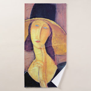 Woman with Large Hat, Modigliani Bath Towel