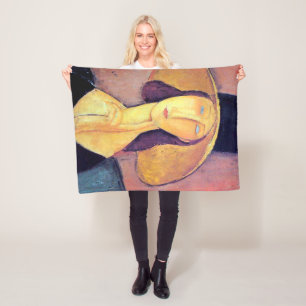 Woman with Large Hat, Modigliani Fleece Blanket