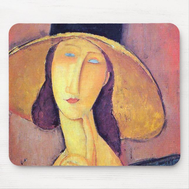 Woman with Large Hat, Modigliani Mouse Mat (Front)