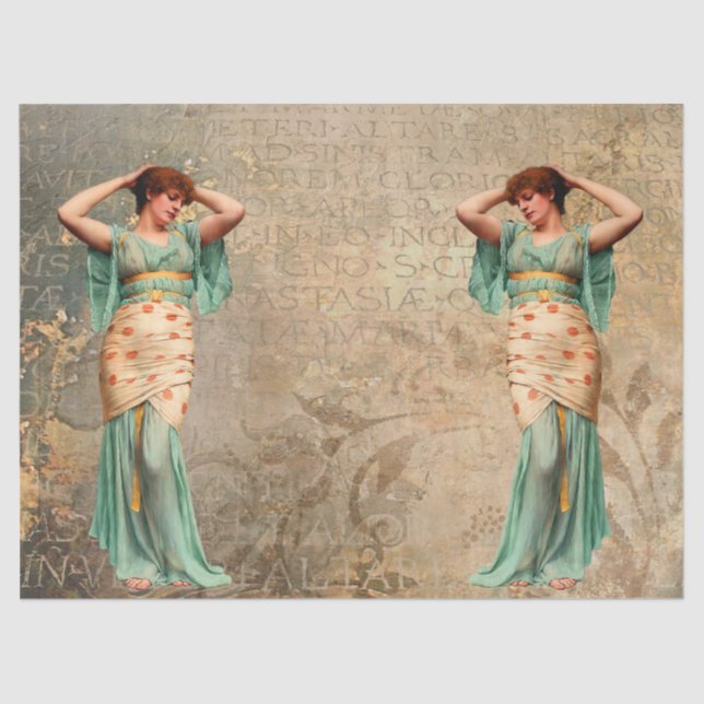 Woman with Latin Writing Tissue Paper (Front)