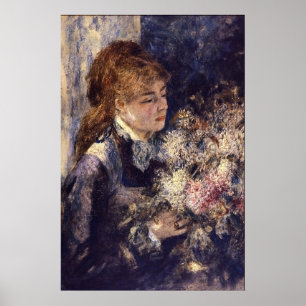 Woman with Lilacs by Pierre Renoir Poster