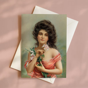 Woman with Lily Louis Prang & Co. Card