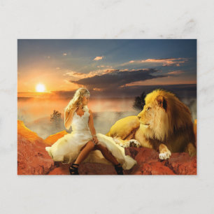 WOMAN WITH LION FANTASY Postcards