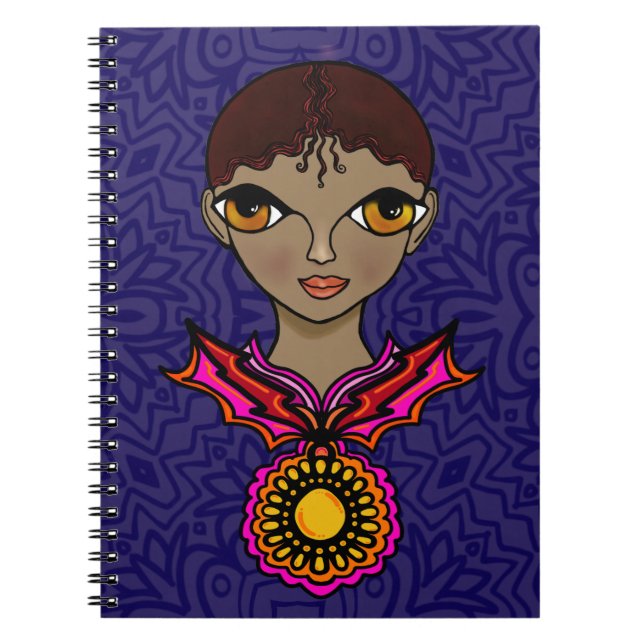 Woman with neckless and pendent notebook (Front)
