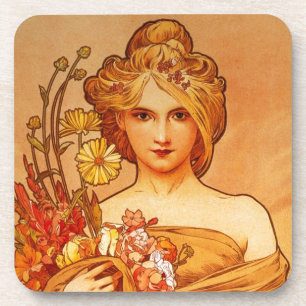 Woman with Oragna Bouquet Coaster