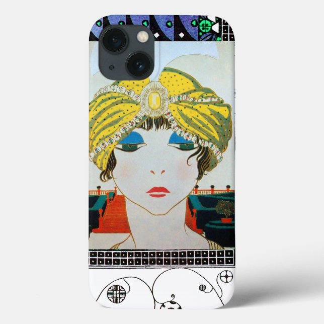 WOMAN WITH ORIENTAL YELLOW TURBAN / Beauty Fashion Case-Mate iPhone Case (Back)