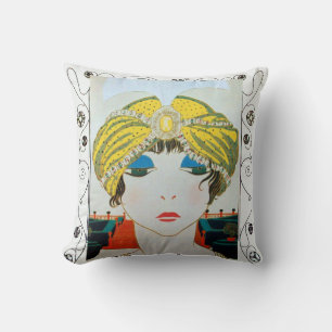 WOMAN WITH ORIENTAL YELLOW TURBAN / Beauty Fashion Cushion