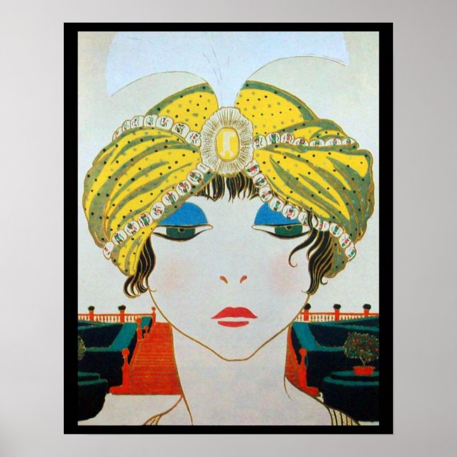 WOMAN WITH ORIENTAL YELLOW TURBAN / Beauty Fashion Poster (Front)