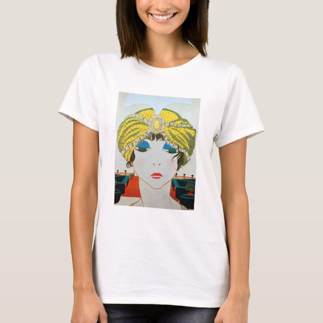WOMAN WITH ORIENTAL YELLOW TURBAN / Beauty Fashion T-Shirt (Front)