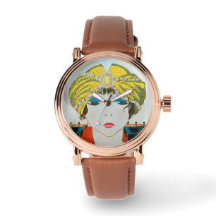 WOMAN WITH ORIENTAL YELLOW TURBAN / Beauty Fashion Watch
