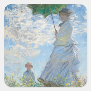 Woman with Parasol (1875) - Claude Monet Fine Art Square Sticker