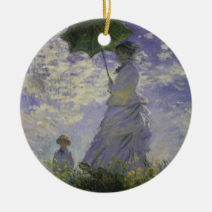 Woman with Parasol by Claude Monet, Vintage Art Ceramic Tree Decoration