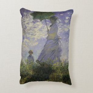 Woman with Parasol by Claude Monet, Vintage Art Decorative Cushion