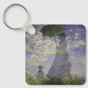 Woman with Parasol by Claude Monet, Vintage Art Key Ring