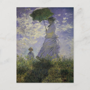 Woman with Parasol by Claude Monet, Vintage Art Postcard