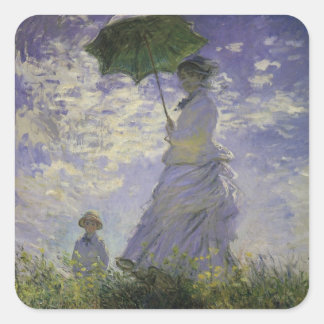 Woman with Parasol by Claude Monet, Vintage Art Square Sticker
