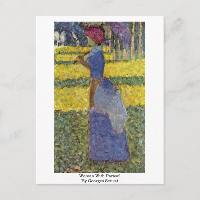 Woman With Parasol By Georges Seurat Postcard (Front)