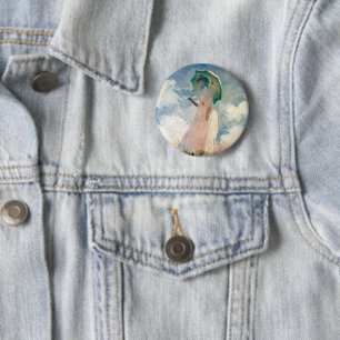 Woman with Parasol Claude Monet Vintage Art 6 Cm Round Badge