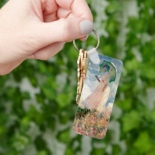 Woman with Parasol Claude Monet Vintage Art Alum Key Ring