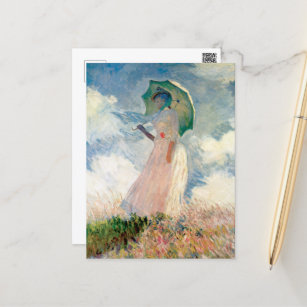 Woman with Parasol Claude Monet Vintage Art Postcard
