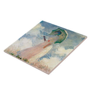 Woman with Parasol Claude Monet Vintage Art Tile