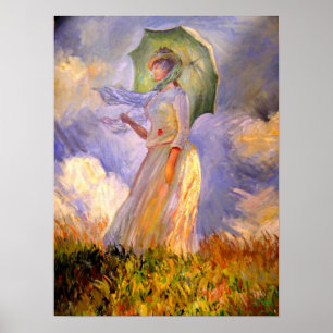 Woman with Parasol Facing Left - Print on Canvas