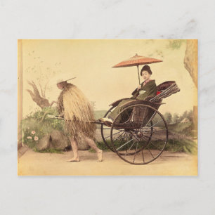 Woman with Parasol, Japan Vintage Postcard