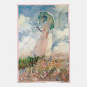 Woman with Parasol Promenade Monet Tea Towel