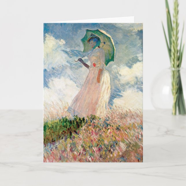 Woman With Parasol Study By Claude Monet Card (Front)