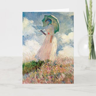 Woman With Parasol Study By Claude Monet Card