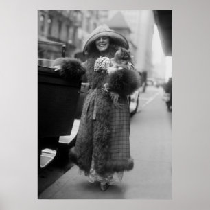 Woman with Pekingese, early 1900s Poster