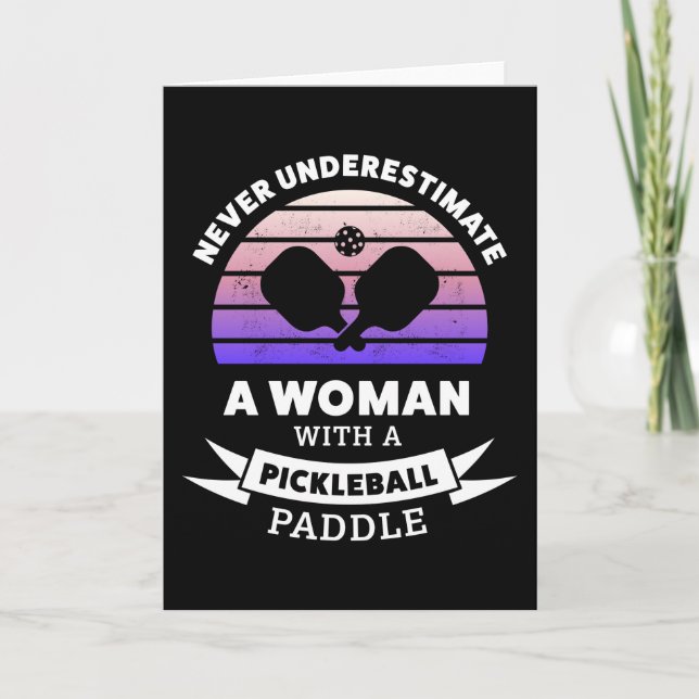 Woman with Pickleball Paddle Funny Gift Card (Front)