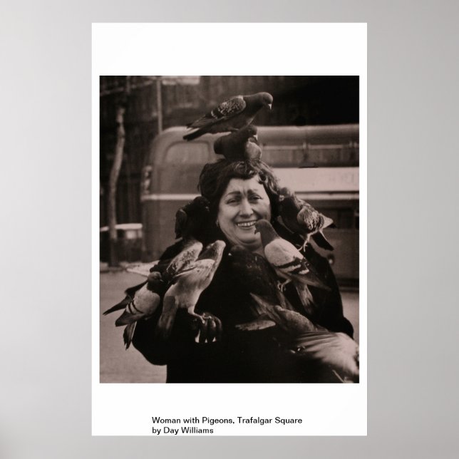 Woman with Pigeons, Trafalgar Square Poster (Front)