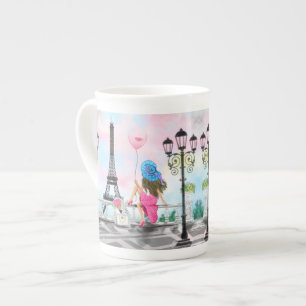 Woman with Pink Balloon in Paris Mug Eiffel Tower