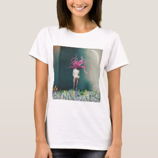 Woman with Pink Flamingo Hair in a Dreamy  T-Shirt