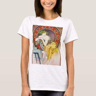 Woman with Poppy, Mucha T-Shirt