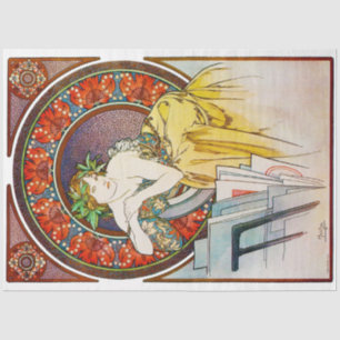 Woman with Poppy, Mucha Tissue Paper