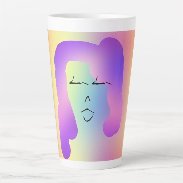 Woman With Purple Hair Personalise Latte Mug (Front)
