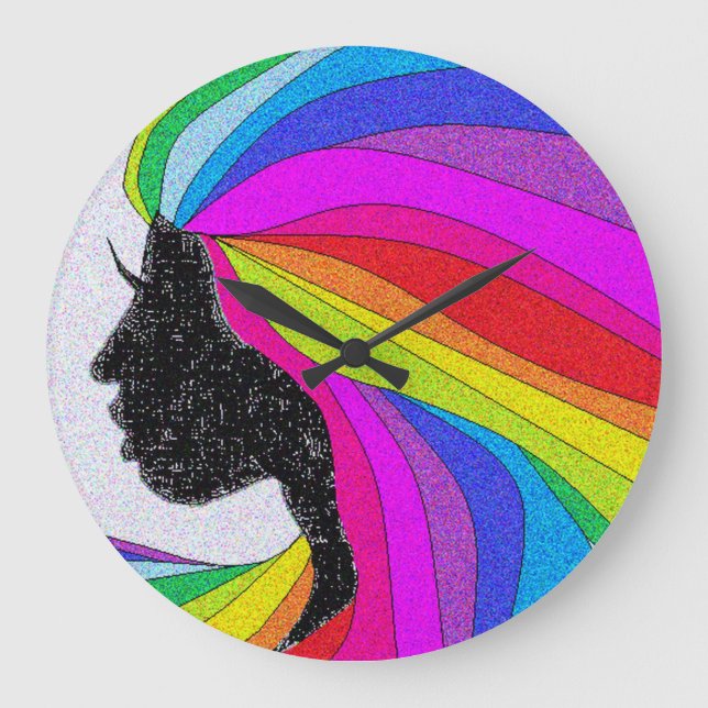 Woman With Rainbow Hair Wall Clock (Front)