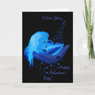 Woman with Rainbow Heart and Stars Holiday Card