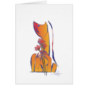 Woman With Red Flowers Expressionist Abstract Art