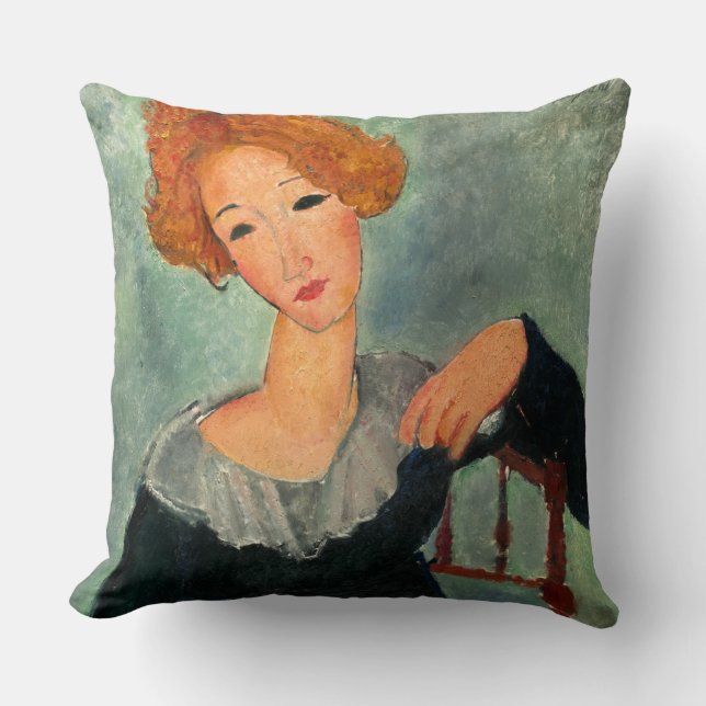 Woman with Red Hair, 1917 by Amedeo Modigliani Cushion (Front)