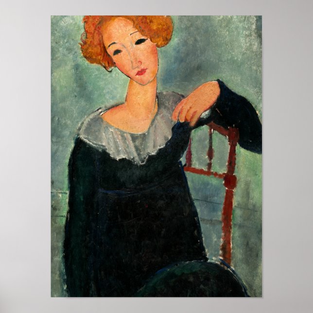 Woman with Red Hair, 1917 by Amedeo Modigliani Poster (Front)