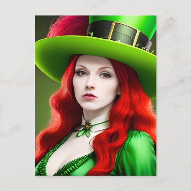 Woman With Red Hair St. Patricks Day Postcard (Front)