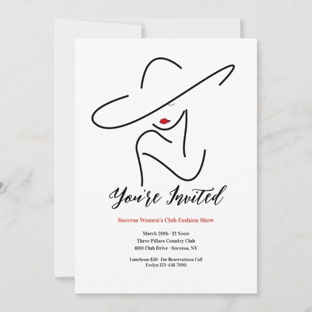 Woman with Red Lips Invitation (Front)