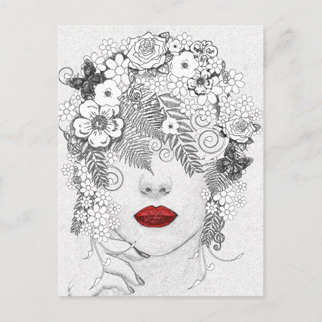 Woman with Red Lips Postcard (Front)